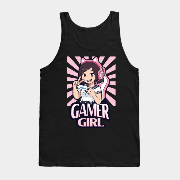 Anime Gamer Girl Gaming Girls Gift Tank Top by Foxxy Merch